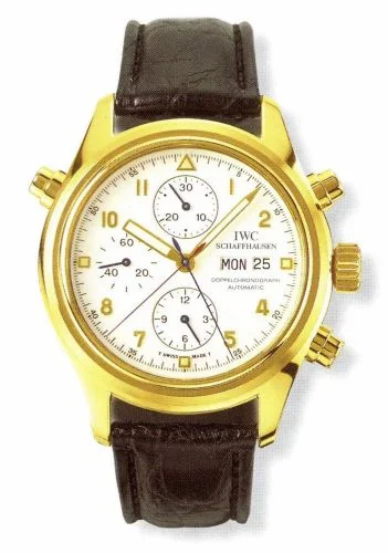 IWC Pilot's Watch Doppelchronograph Yellow Gold / White / German / Strap IW3711-09 (IW371109)